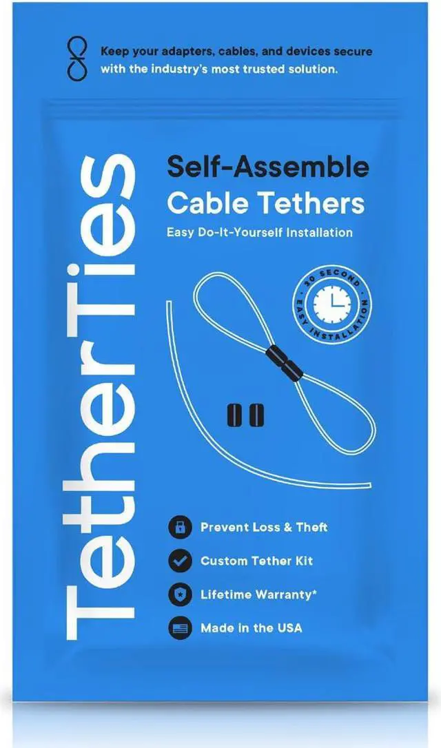 Alt view image 2 of 5 - TetherTies Cable Organization, DIY Tether Kit - Customizable Cable Tethers for Computers, Adapters & Dongles - Easy Self Installation Tether Cables with Free Crimping Tool (White 60 Pk, 12 inch)