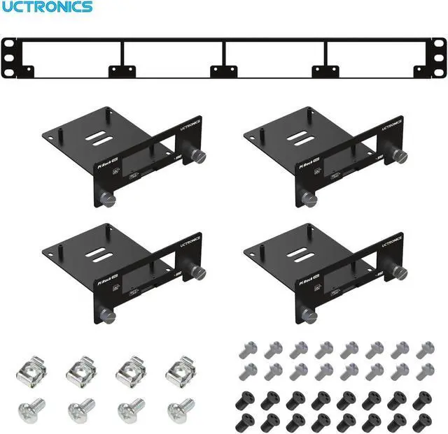 Alt view image 2 of 5 - UCTRONICS 19 1U Rack Mount for Raspberry Pi with SSD Mounting Brackets, Thumbscrews Front Removable Bracket Supports Up to 4 Raspberry Pi 5, 3B/3B+, 4B and 4 SSDs, Option SD Card Adapter
