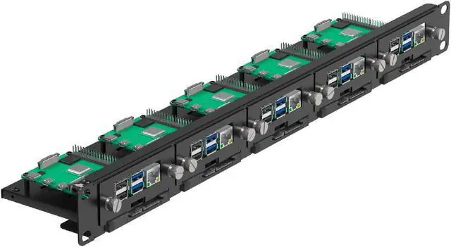Main image of UCTRONICS 19" 1U Rackmount for Raspberry Pi, SSD Bracket for Any 2.5" SSDs, Hold Up to 5 Raspberry Pi 5/4B Boards, Front-Removable with Captive Screws