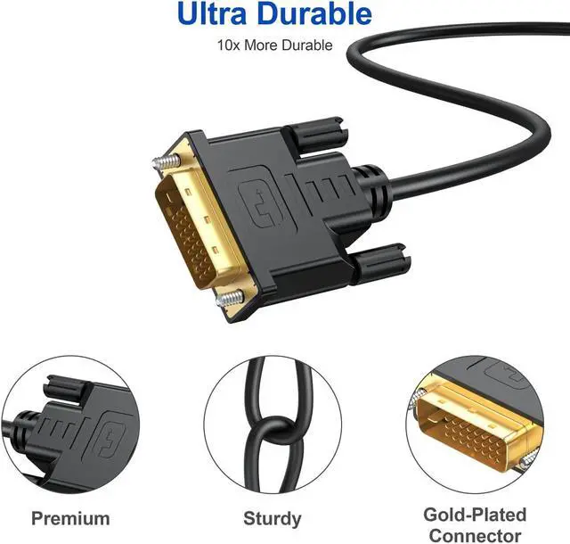 Alt view image 4 of 5 - URELEGAN 6 Feet DVI to DVI-D 24+1 Cable 10-Pack, Male to Male, Black, High Speed, Supports 1080P Full HD, Compatible with HDTV, Gaming, Monitor, Projector