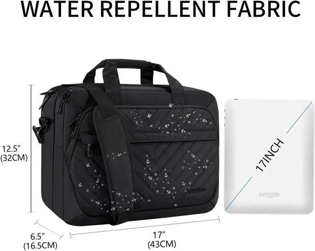 Alt view image 2 of 5 - VANKEAN Laptop Briefcase for Women Men Fashion, TSA Friendly Expandable 17 Inch Laptop Bag, Waterproof Computer Bag with RFID Pocket, Work Bag for Women Messenger Bags, Business/Travel/College, Black