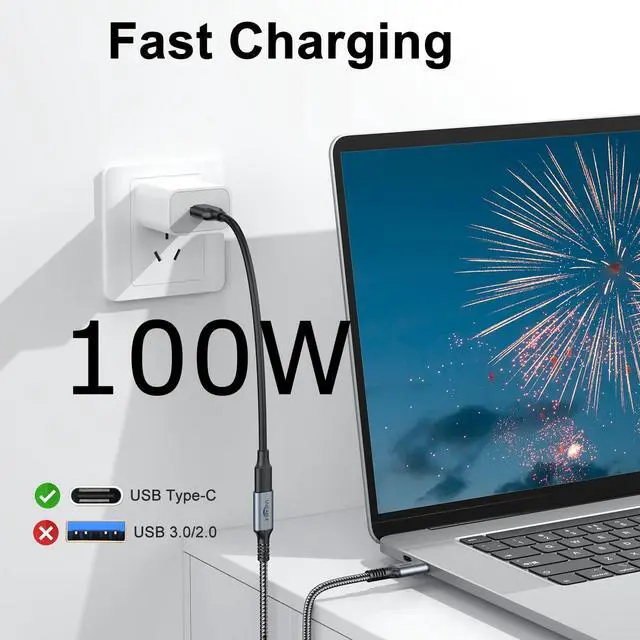 Alt view image 5 of 5 - Type C Extension Cable 6FT 5-Pack, USB C Male to Female 100W Fast Charging Cables, 10Gbps Data, USBC Monitor Extender Cord 4K@60Hz Video, USB 3.2 Gen 2 for Laptop,Tablet,Phone,Car,USB C Hub,SD Card
