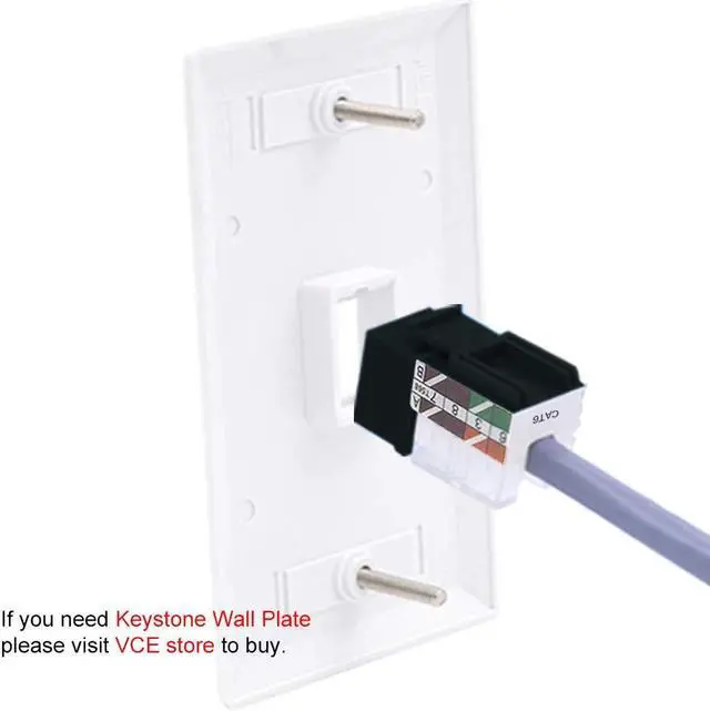 Alt view image 5 of 5 - VCE 25-Pack RJ45 Cat6 Keystone Jack 90 Degree Insert Black Bundle with 5-Pack 1 Port Blank Keystone Jack Surface Mount Box