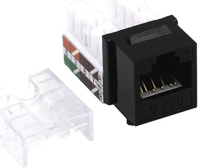 Alt view image 3 of 5 - VCE 25-Pack RJ45 Cat6 Keystone Jack 90 Degree Insert Black Bundle with 5-Pack 1 Port Blank Keystone Jack Surface Mount Box