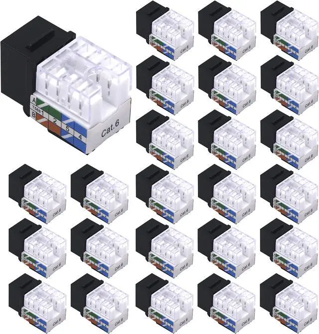 Alt view image 2 of 5 - VCE 25-Pack RJ45 Cat6 Keystone Jack 90 Degree Insert Black Bundle with 5-Pack 1 Port Blank Keystone Jack Surface Mount Box