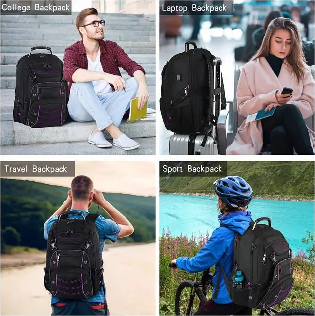 Alt view image 5 of 5 - VECKUSON Unisex 18.4 Inch Laptop Backpack, Purple Rfid, For College Students And Adults