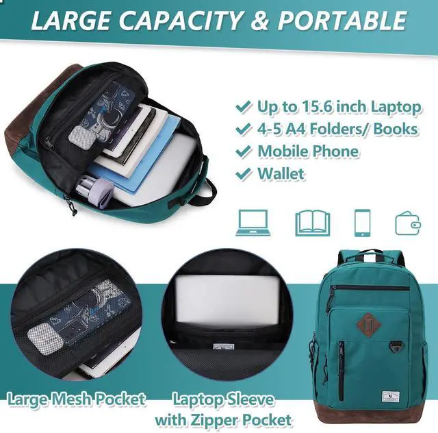 Alt view image 5 of 5 - Backpack for Men Women,Vonxury Water-resistant 15.6 Inch Laptop Bookbag for School Work Travel