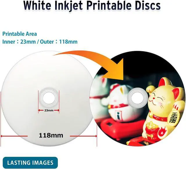 Alt view image 2 of 5 - HIDISC TY Series DVD-R 16X 4.7GB White Inkjet Hub Printable DVD-R - 100 Cake Box