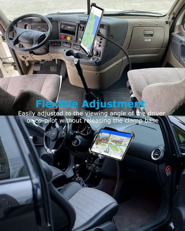 Alt view image 2 of 5 - woleyi Gooseneck Car/Truck Seat Rail Large Tablet Mount, Heavy Duty Long Arm Tablet Holder for Car, Vehicle Floor Bolt Compatible with iPad Pro 13/Air, Galaxy Tabs, Surface Pro/Go, 9.5-14.5" Tablets
