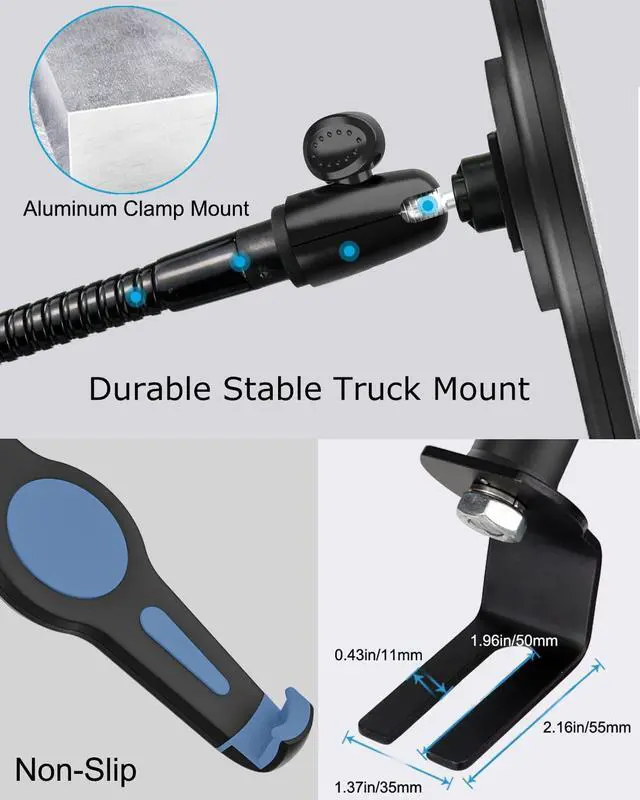 Alt view image 5 of 5 - woleyi Gooseneck Car/Truck Seat Rail Large Tablet Mount, Heavy Duty Long Arm Tablet Holder for Car, Vehicle Floor Bolt Compatible with iPad Pro 13/Air, Galaxy Tabs, Surface Pro/Go, 9.5-14.5" Tablets