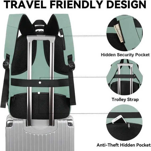 Alt view image 5 of 5 - MATEIN Laptop Backpack for Women, Expandable 15.6 inch with USB Charging Port, Anti Theft Travel School Backpack, Water Resistant College Bookbag for Computer Bag Gifts for Men Women, Cyan