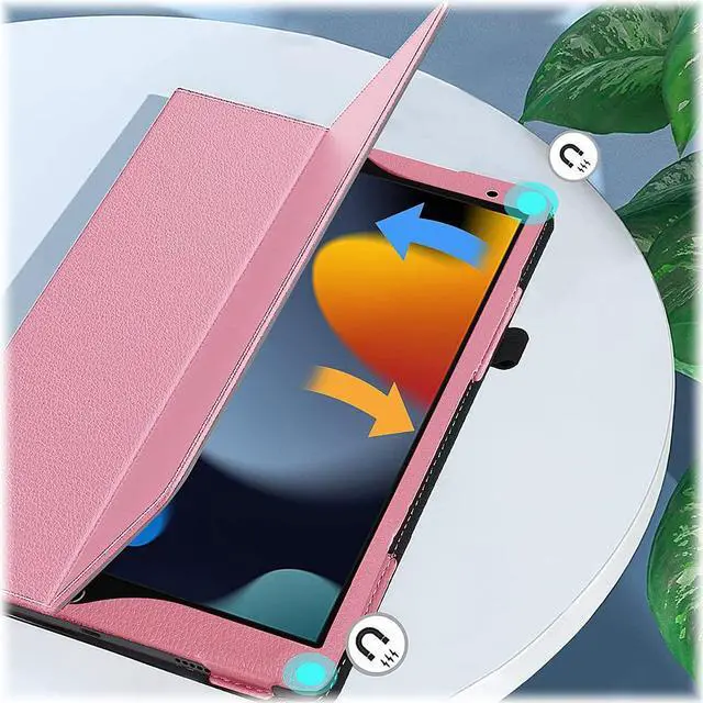 Alt view image 4 of 5 - SaharaCase Bi-Fold Folio Case for Apple iPad 10.2 Inch (9th Generation 2021) [Shockproof Bumper] Rugged Protection Antislip Leather Kickstand (Pink)