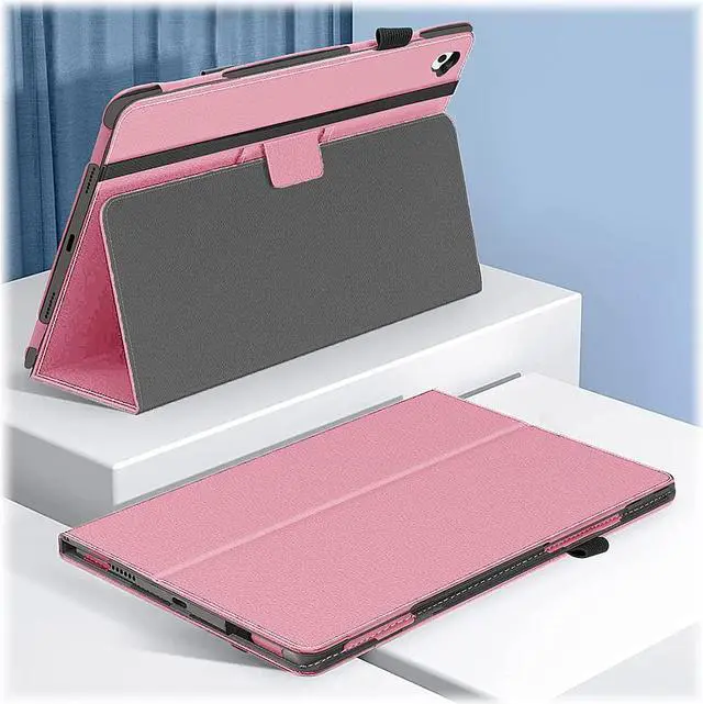 Alt view image 5 of 5 - SaharaCase Bi-Fold Folio Case for Apple iPad 10.2 Inch (9th Generation 2021) [Shockproof Bumper] Rugged Protection Antislip Leather Kickstand (Pink)