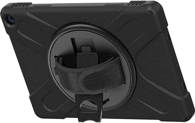 Alt view image 3 of 5 - SaharaCase Protection Hand Strap Series Case for Amazon Fire HD 10 (2021) and Amazon Fire HD 10 Plus (2021) [Shockproof Bumper] Kickstand Rugged Protection Anti-Slip Grip - Black