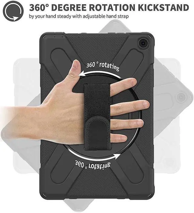 Alt view image 4 of 5 - SaharaCase Protection Hand Strap Series Case for Amazon Fire HD 10 (2021) and Amazon Fire HD 10 Plus (2021) [Shockproof Bumper] Kickstand Rugged Protection Anti-Slip Grip - Black