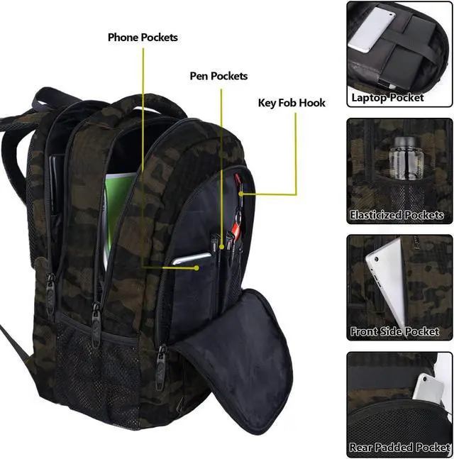 Alt view image 3 of 5 - MATEIN 15.6 Inch Laptop Backpack, Sturdy Business Travel Laptop Bagpack with USB Charging Port, Sturdy Carry On Water-Resistant Daypack for Work College Bookbag Men Women Computer Backpack