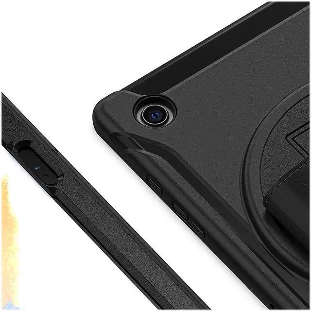 Alt view image 4 of 5 - SaharaCase Protection Hand Strap Series Case for Samsung Galaxy Tab A8 10.5 Inch (2021) [Shockproof Bumper] Rugged Protection Antislip Integrated Kickstand - Black