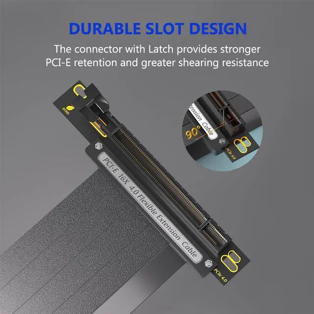 Alt view image 4 of 5 - PCIE 4.0 Extension Cable, Black 16x Shielded High Speed GPU Riser Cable with PCI Express Port for GPU Extension Card,