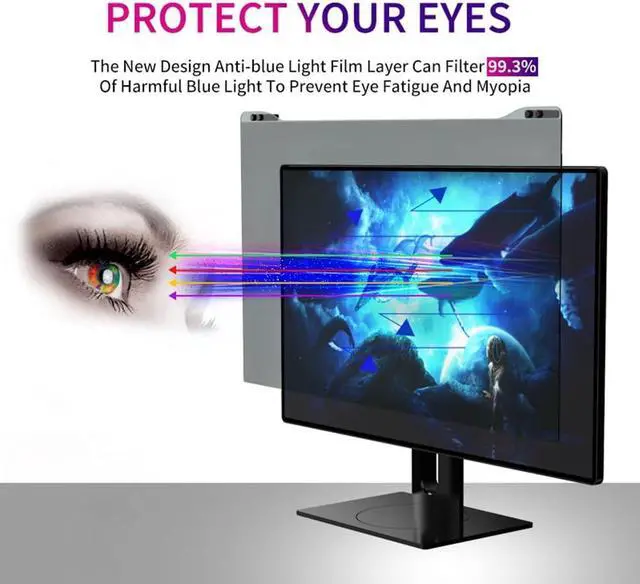 Alt view image 2 of 5 - Docooler Blue Light Blocking Screen Protector Panel for 20-22/23-24/27/28/30-32 Inch Diagonal LED PC Monitor Anti-UV Eye Protection Filter Film - Widescreen Monitor Frame Hanging Type