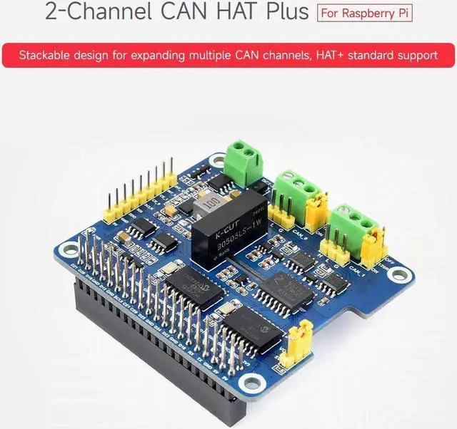 Alt view image 3 of 5 - Waveshare 2-Channel Isolated CAN Bus Expansion HAT, Compatible with Raspberry Pi 5/4B/3B/Zero/Zero W/Zero 2W/Pico/Pico W/Pico WH, Dual Chips Solution, Built-in Multi Protections
