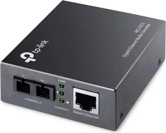Main image of TP-Link Gigabit SFP to RJ45 Fiber Media Converter | Fiber to Ethernet Converter | 10/100/1000Mbps RJ45 Port to 1000Base-LX Single-Mode Fiber (MC210CS) Grey