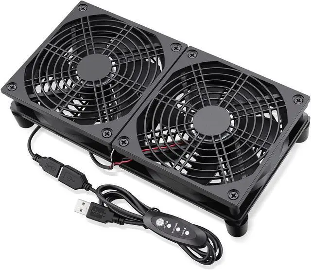 Main image of GDSTIME Dual 120mm 5V USB Fans, 102CFM Big Airflow Fan Cooling for Router TV Box Micro Computer and Other Electronics