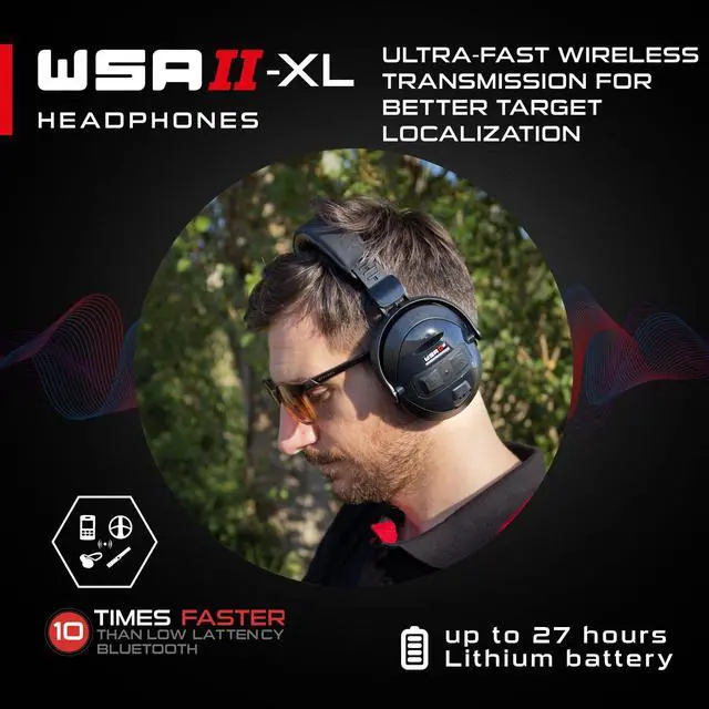 Alt view image 4 of 5 - XP METAL DETECTORS WSAII-XL Wireless Headphones for Deus II, Comfortable and Easy to Carry with Their Compact Design, Rainproof (IP68 3ft deep), Great for Noisy Environment