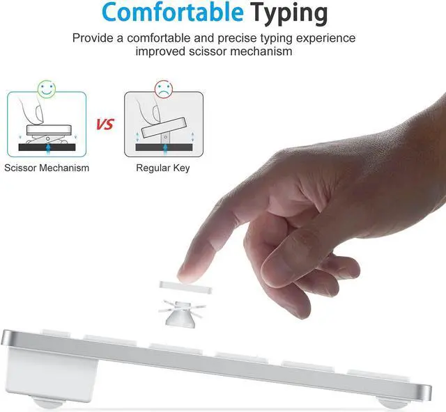 Alt view image 4 of 5 - OMOTON Bluetooth Keyboard for Mac, Compact Wireless Keyboard Compatible with MacBook Pro/Air, iMac, iMac Pro, Mac Mini, Mac Pro Laptop and PC (Silver)