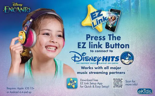 Alt view image 4 of 5 - eKids Disney Encanto Bluetooth Headphones with EZ Link, Wireless Headphones with Microphone and Aux Cord, Kids Earphones for School, Home, or Travel