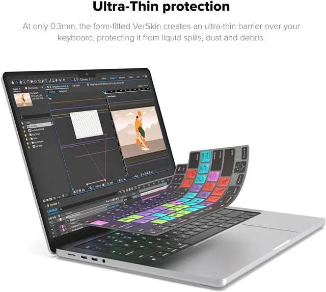 Alt view image 3 of 5 - JCPal Adobe After Effects Shortcut Guide Keyboard Cover for Apple MacBook Pro 14 inch and MacBook Pro 16 inch (M1-M4 Models) and MacBook Air 13 inch and MacBook Air 15 inch (M2-M4 Models) (US-Layout)