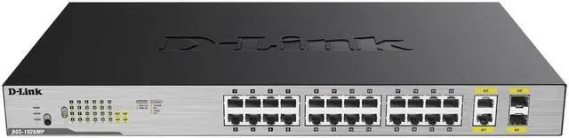 Alt view image 2 of 5 - D-Link Ethernet Switch, 26 Port PoE Gigabit Unmanaged Rack-Mount Networking 24 x PoE (370 Watt), 2 x Gigabit Combo Ports (DGS-1026MP)
