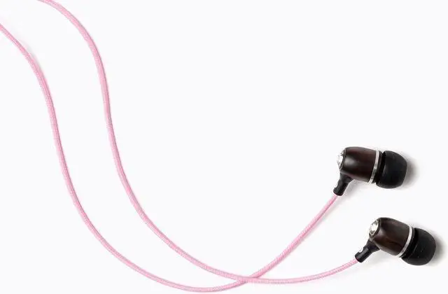 Alt view image 2 of 5 - Symphonized Bling Premium Genuine Wood in-Ear Noise-isolating Headphones with Mic and Nylon Cable (Pink)