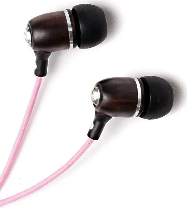 Main image of Symphonized Bling Premium Genuine Wood in-Ear Noise-isolating Headphones with Mic and Nylon Cable (Pink)