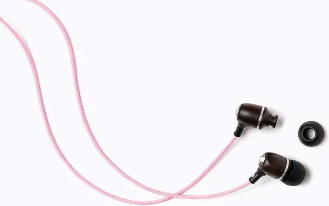 Alt view image 3 of 5 - Symphonized Bling Premium Genuine Wood in-Ear Noise-isolating Headphones with Mic and Nylon Cable (Pink)