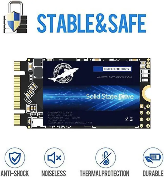 Alt view image 5 of 5 - SSD SATA M.2 2242 250GB Dogfish Ngff Internal Solid State Drive High Performance Hard Drive for Desktop Laptop SATA III 6Gb/s Includes SSD 60GB 120GB 240GB 250GB 480GB 500GB 1TB (250GB, M.2-2242)