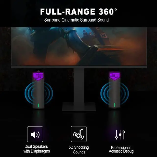 Alt view image 5 of 5 - Smalody Computer Speakers for Desktop Gaming Monitor with RGB Lights, 2 in-1 Bluetooth PC Speakers Soundbar USB Powered, Can Be Split and Combined Freely