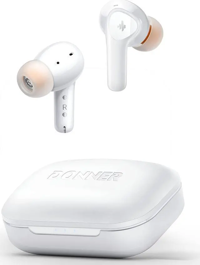 Main image of Donner Wireless Earbuds Noise Cancelling, Bluetooth 5.2 Earphones with 5 x EarTips, 4 Mic Clear Calls, 12mm Drivers, App for Custom EQ, 32H Playtime, Fast Charging, Transparency - Dobuds ONE,White