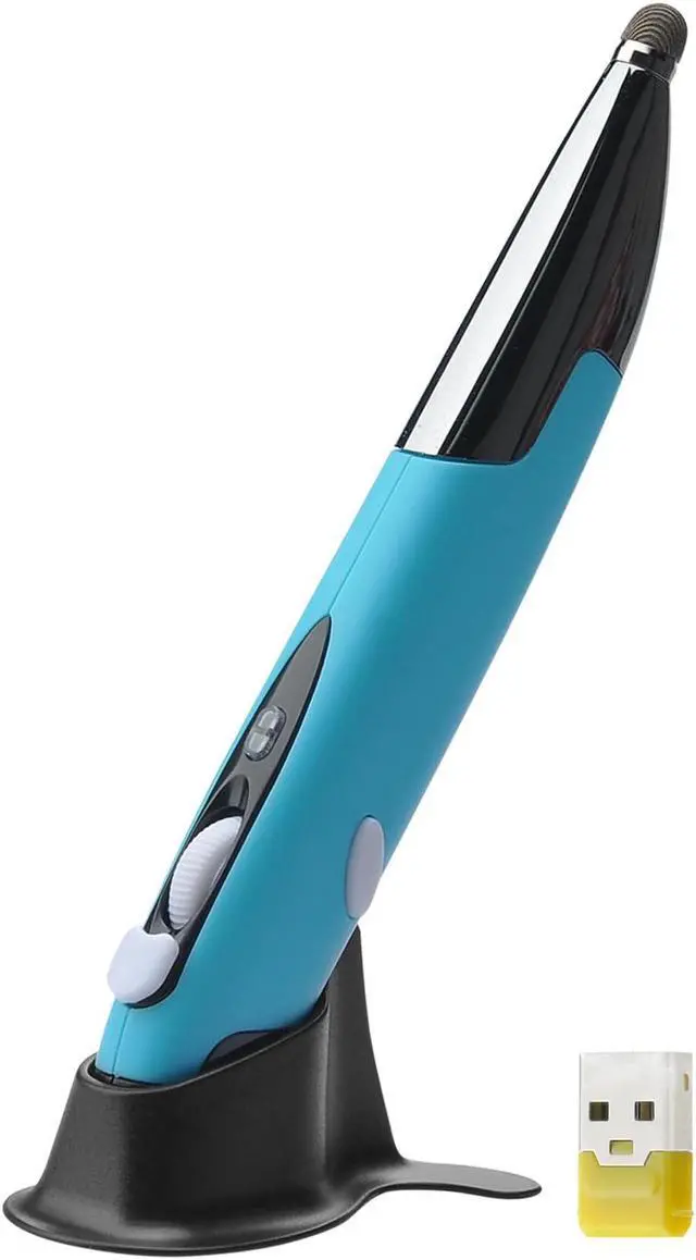 Main image of Lychee Optical Pen Mouse - Wireless, Ergonomic, Adjustable DPI, 2.6GHz USB & Bluetooth for PC (Blue)