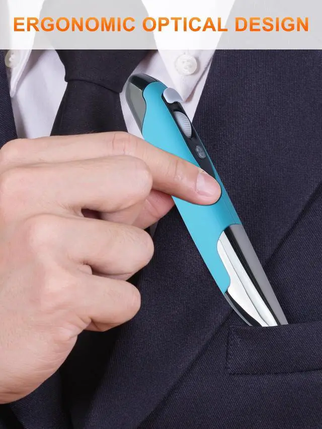 Alt view image 5 of 5 - Lychee Optical Pen Mouse - Wireless, Ergonomic, Adjustable DPI, 2.6GHz USB & Bluetooth for PC (Blue)