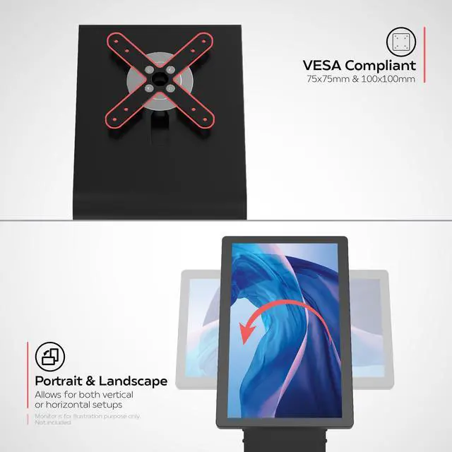 Alt view image 3 of 5 - Premium Monitor Floor Stand - CTA Premium Floor Stand for Monitors up 32" - Black - (ADD-PARAFSM)