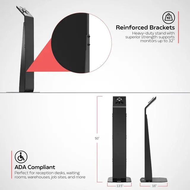 Alt view image 5 of 5 - Premium Monitor Floor Stand - CTA Premium Floor Stand for Monitors up 32" - Black - (ADD-PARAFSM)