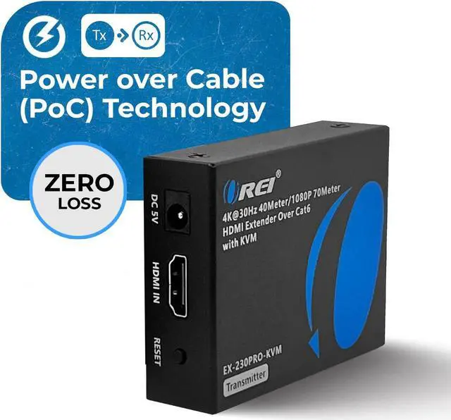 Alt view image 3 of 5 - OREI KVM 4K HDMI Extender Balun Over Single CAT6/7 Ethernet Cable 4K,30Hz Upto 130 Feet - 2 USB 1.1 Ports, Supports Keyboard and Mouse