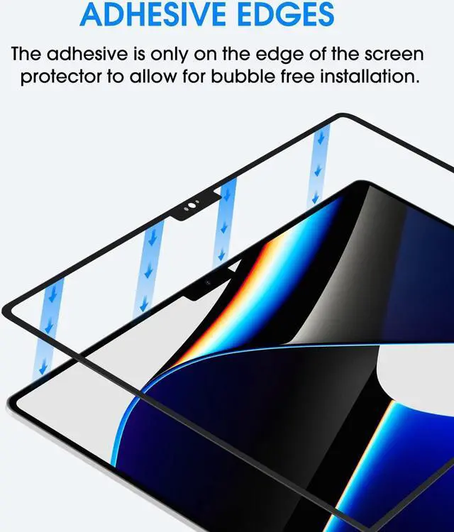 Alt view image 2 of 5 - amFilm MacBook Pro 14.2 inch M4/M4 Pro/M3/M3 Pro/M3 Max/M2 Pro/M2 Max/M1 Pro/M1 Max chip (2021-2024) Tempered Glass Screen Protector [9H Hardness][ Anti-Scratch][ Anti-fingerprint], 1 Pack