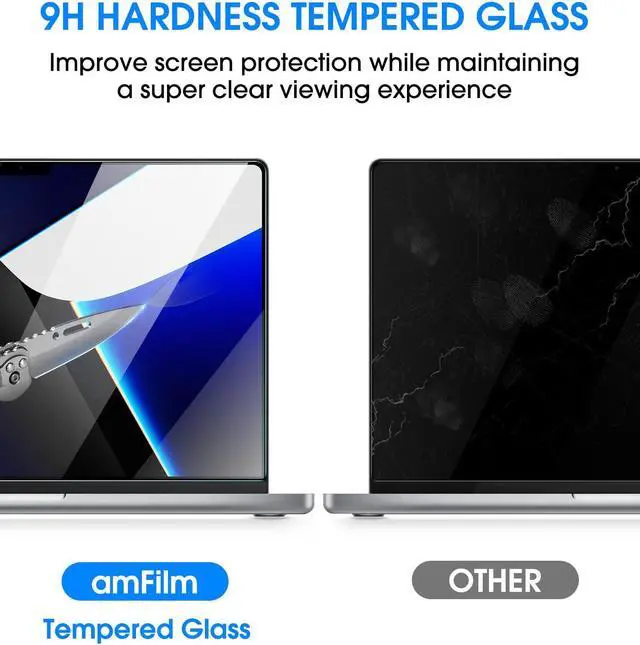 Alt view image 4 of 5 - amFilm MacBook Pro 14.2 inch M4/M4 Pro/M3/M3 Pro/M3 Max/M2 Pro/M2 Max/M1 Pro/M1 Max chip (2021-2024) Tempered Glass Screen Protector [9H Hardness][ Anti-Scratch][ Anti-fingerprint], 1 Pack