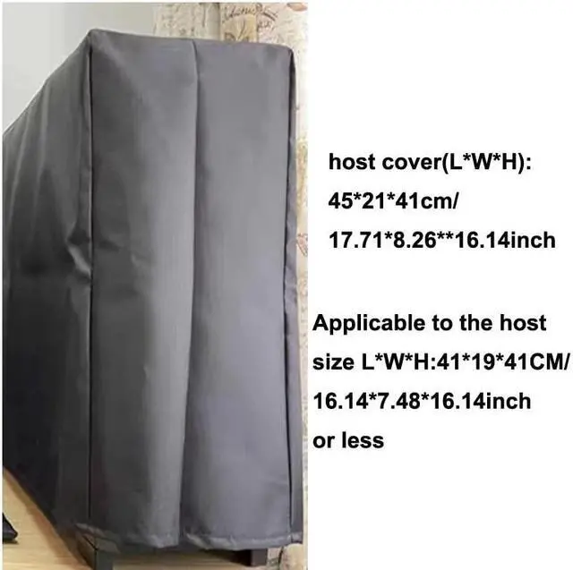 Alt view image 3 of 5 - ALHBEJT 3 Pieces Computer Dust Cover Monitor + Keyboard+ Computer Host Pc Dust Proof Computer Covers Case Computer Dust Cover for Desktop Pc CPU Tower Protector,Oxford Cloth (29'' Monitor Set Black)