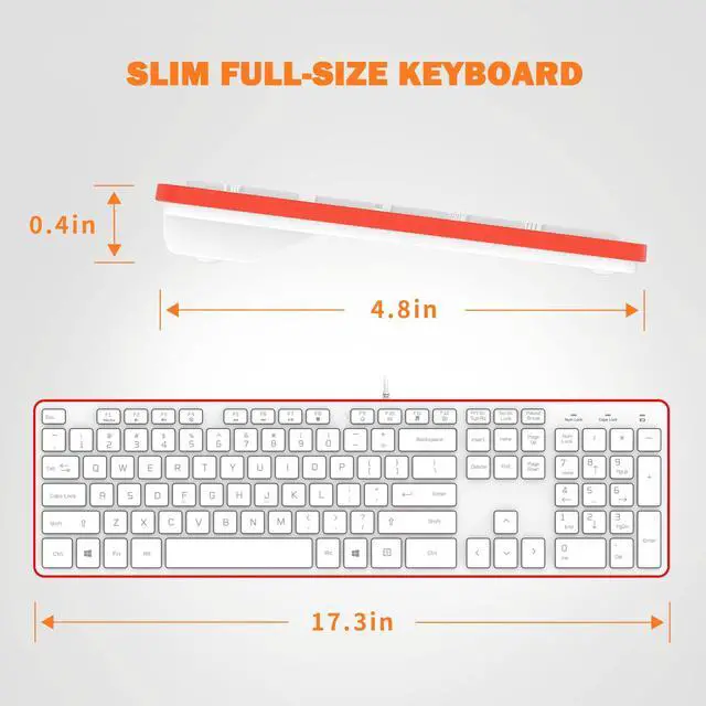 Alt view image 3 of 5 - B.FRIENDIT Wired USB Keyboard, Comfortable Quiet Chocolate Keys, Durable Ultra-Slim Wired Computer Keyboard(QWERTY) for PC, Windows 11/10/8/7/XP/Vista KB1430 (Orange)