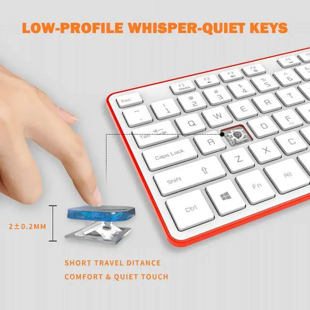 Alt view image 4 of 5 - B.FRIENDIT Wired USB Keyboard, Comfortable Quiet Chocolate Keys, Durable Ultra-Slim Wired Computer Keyboard(QWERTY) for PC, Windows 11/10/8/7/XP/Vista KB1430 (Orange)