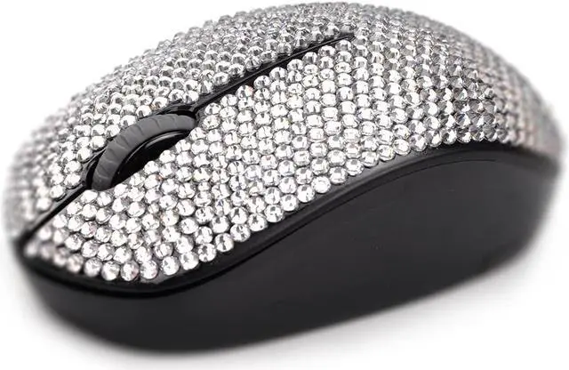 Alt view image 4 of 5 - Bling Crystal Rhinestone Wireless Mouse - 2.4G Cordless Mice with USB Nano Receiver Computer Mouse with Noiseless Click for Laptop, PC, Tablet, Computer, and Mac - White