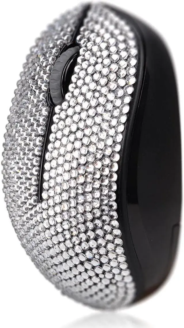 Alt view image 2 of 5 - Bling Crystal Rhinestone Wireless Mouse - 2.4G Cordless Mice with USB Nano Receiver Computer Mouse with Noiseless Click for Laptop, PC, Tablet, Computer, and Mac - White