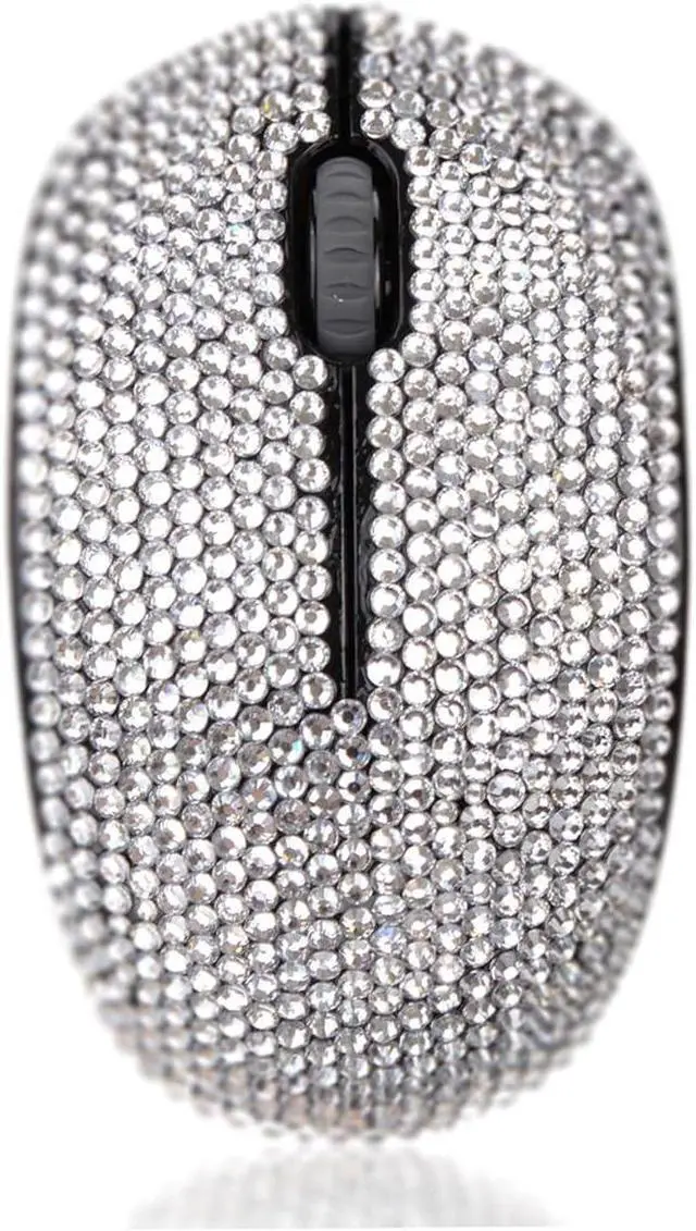 Main image of Bling Crystal Rhinestone Wireless Mouse - 2.4G Cordless Mice with USB Nano Receiver Computer Mouse with Noiseless Click for Laptop, PC, Tablet, Computer, and Mac - White